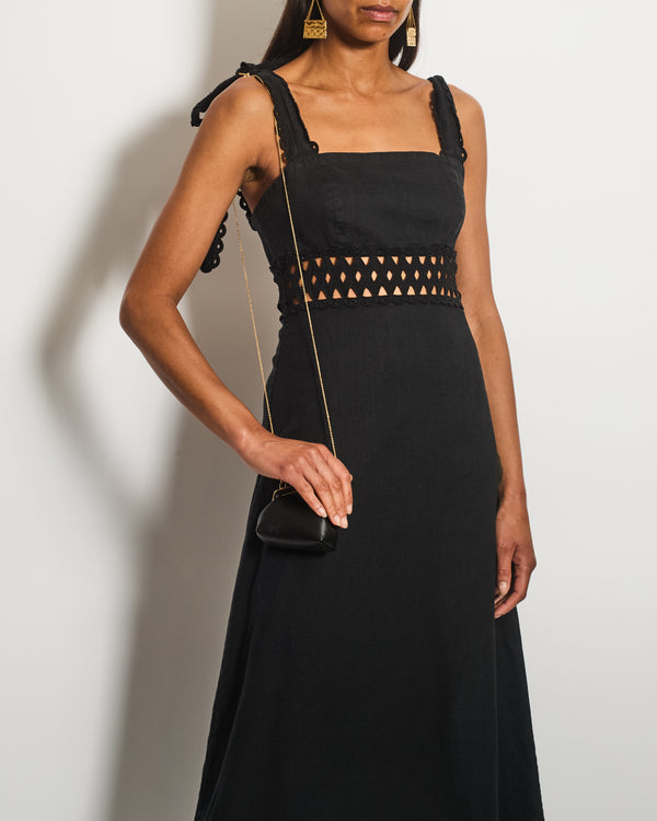 Zimmermann Black Sleeveless Linen Maxi Dress Size 1 (UK 10)