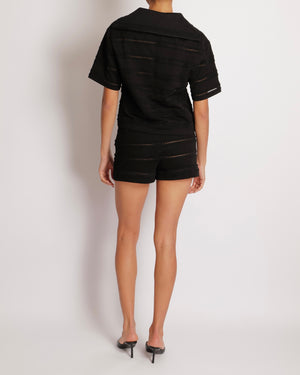 Chanel 24M Black Perforated CC Logo Short-Sleeve Top Size FR 36 (UK 8)