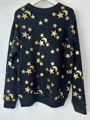 Gucci Black Sweatshirt with Gold Star Print GG Logo Size S (UK 8)