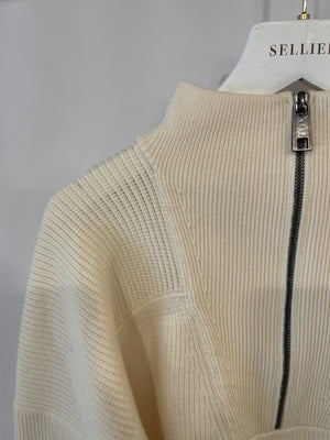 Falke Cream Wool Knit Half-Zipped Jumper Size S (UK 8)