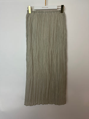 Toteme Green Crinkled Silk Midi Skirt Size FR 32 (UK 4)