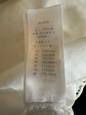 Celine White Cotton Poplin Long Sleeve Shirt with Macrame Front Detail Size FR 38 (UK 10)
