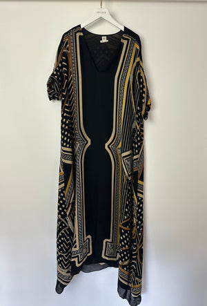 Hermès Black Poste Aux Lettres V-Neck Maxi Dress Size FR 38 (UK 10)