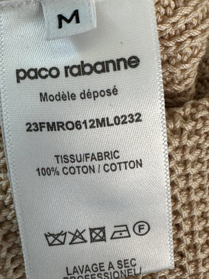 Paco Rabanne Beige Knitted Long Sleeve Dress with Silver Studs Detail Size M (UK 8-10)