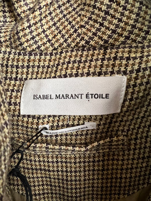 Isabel Marant Etoile Beige and Brown Check Puffer Jacket with Belt FR 38 (UK 10)