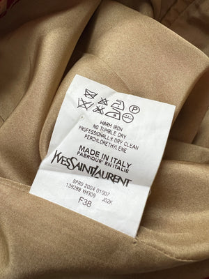 Yves Saint Laurent Vintage Beige, Red Lip Print Silk A-Line Mini Skirt Size FR 38 (UK 10)