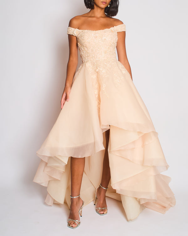 Mikael D Blush Ball Gown with Embroidered Detail Size S (UK 8)