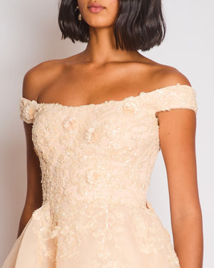 Mikael D Blush Ball Gown with Embroidered Detail Size S (UK 8)