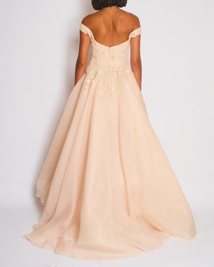 Mikael D Blush Ball Gown with Embroidered Detail Size S (UK 8)
