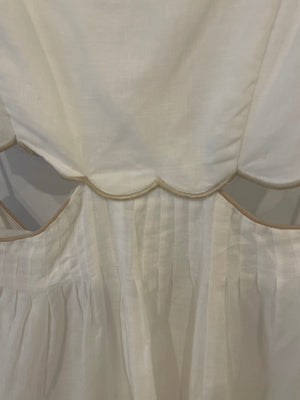 Zimmermann White Devi Linen Midi Dress with Cutout Detail and Beige Trim Detail Size US 0 (UK 8)