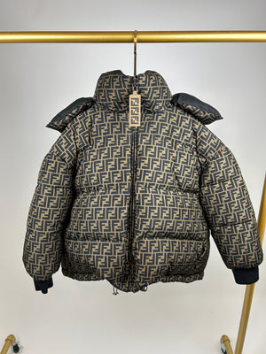 Fendi Black, Brown Monogram Reversible Down Jacket Size S (UK 8)