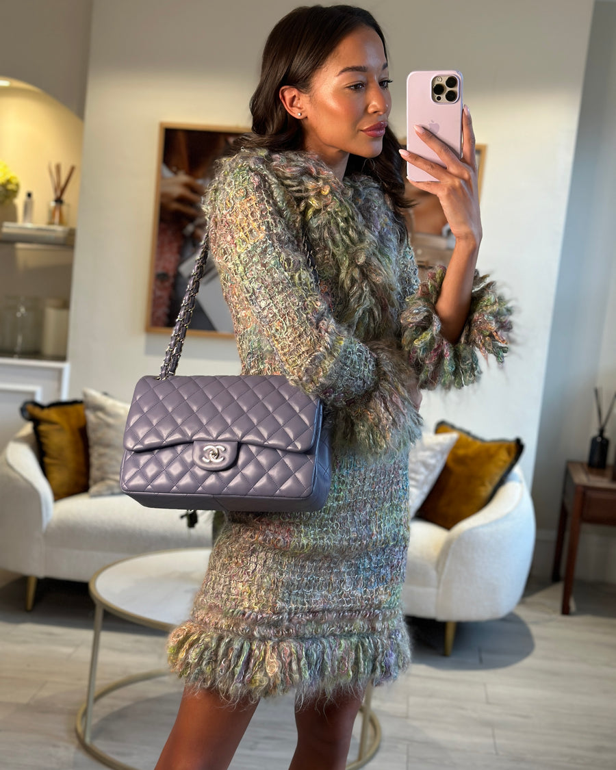 *FIRE PRICE* Chanel Lavender Jumbo Double Flap Bag in Lambskin with Silver Hardware
