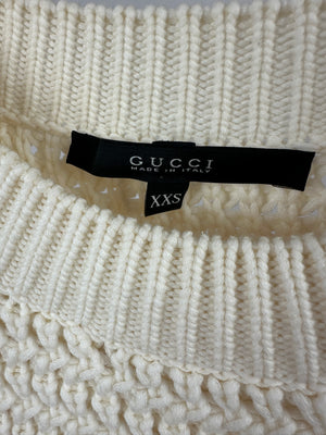 Gucci Cream Crewneck Knit Jumper with Orange Stripes XXS (UK 4)