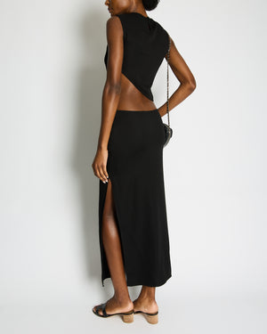 Christopher Esber Black Maxi Dress with Gold Ring Detail UK 8
