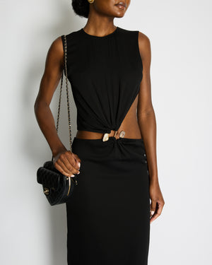 Christopher Esber Black Maxi Dress with Gold Ring Detail UK 8