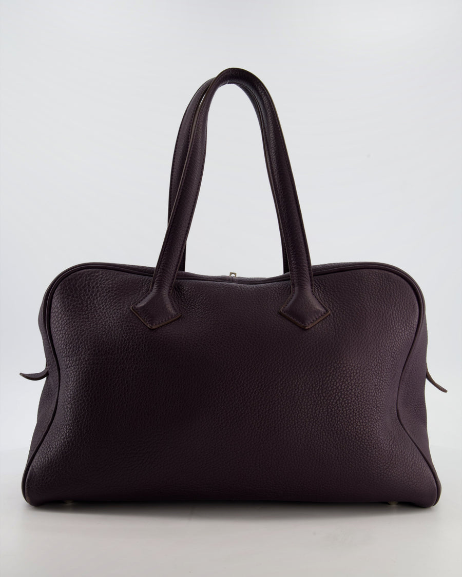 Hermès Victoria II 35cm Bag in Raisin Clemence Leather with Palladium Hardware