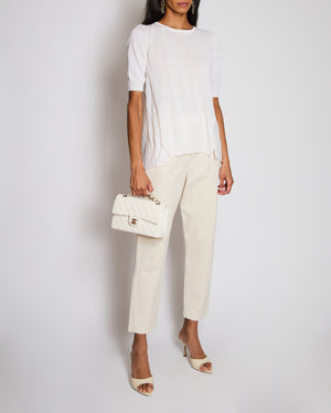 Loro Piana Cream Round Neck with Pleated Back Silk Knit Top IT 40 (UK 8)