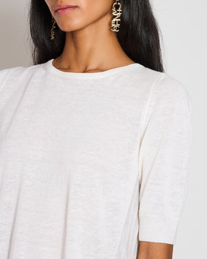 Loro Piana Cream Round Neck with Pleated Back Silk Knit Top IT 40 (UK 8)
