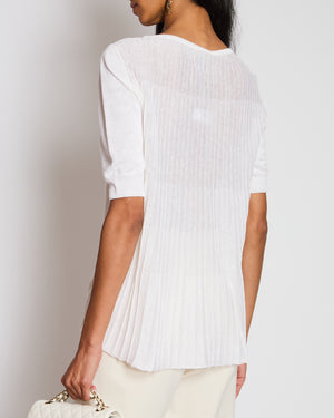 Loro Piana Cream Round Neck with Pleated Back Silk Knit Top IT 40 (UK 8)