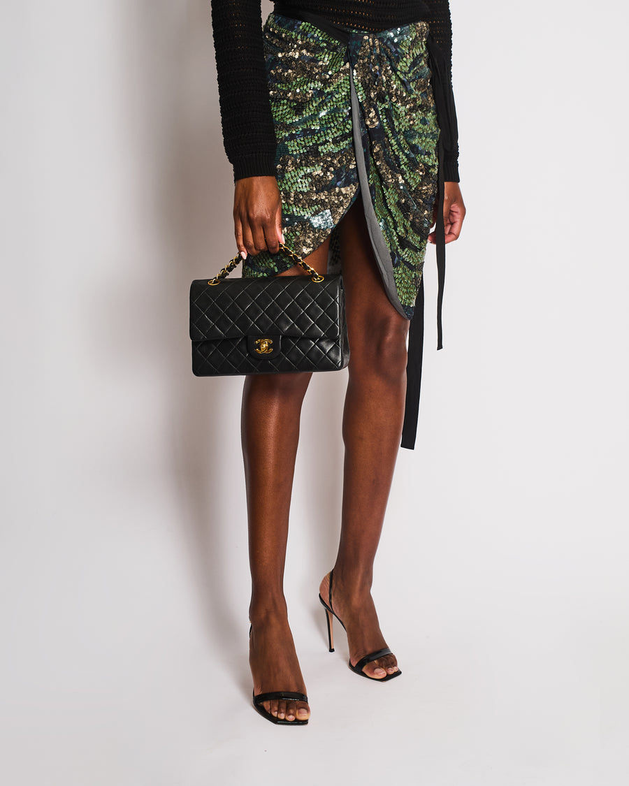 Isabel Marant Green and Silver Leopard Print Embellished Wrap Mini Skirt FR 36 (UK 8)