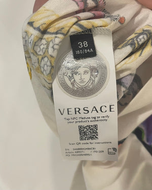 Versace Tresor de la Mer Printed T-Shirt with Gold Medusa Safety Pin Size IT 38 (UK 6)