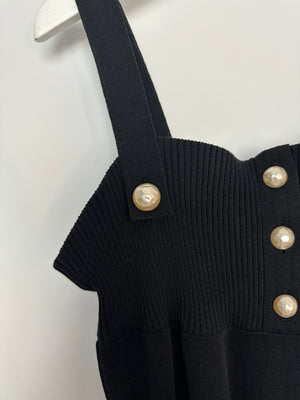 Chanel Black Knit Sleeveless Dress with Pearl Button Details Size FR 38 (UK 10)