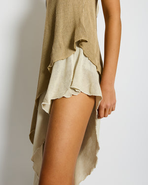Loewe Beige Asymetric Knitted Strap Dress with Ribbed Trim Detail Size S (UK 8)