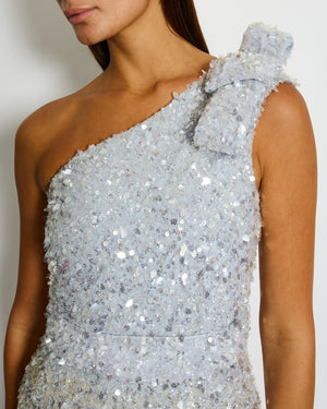 Rachel Gilbert Silver Sequin Embellished Kara Mini Dress Size AU 1 (UK 8) RRP £1,500