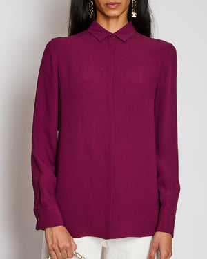 Loro Piana Burgundy Silk Tailored Shirt Size IT 44 ( UK 12)