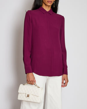Loro Piana Burgundy Silk Tailored Shirt Size IT 44 ( UK 12)