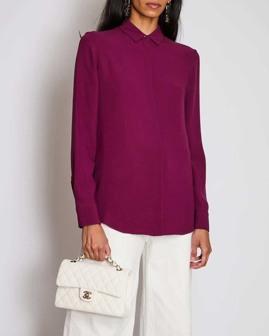 Loro Piana Burgundy Silk Tailored Shirt Size IT 44 ( UK 12)