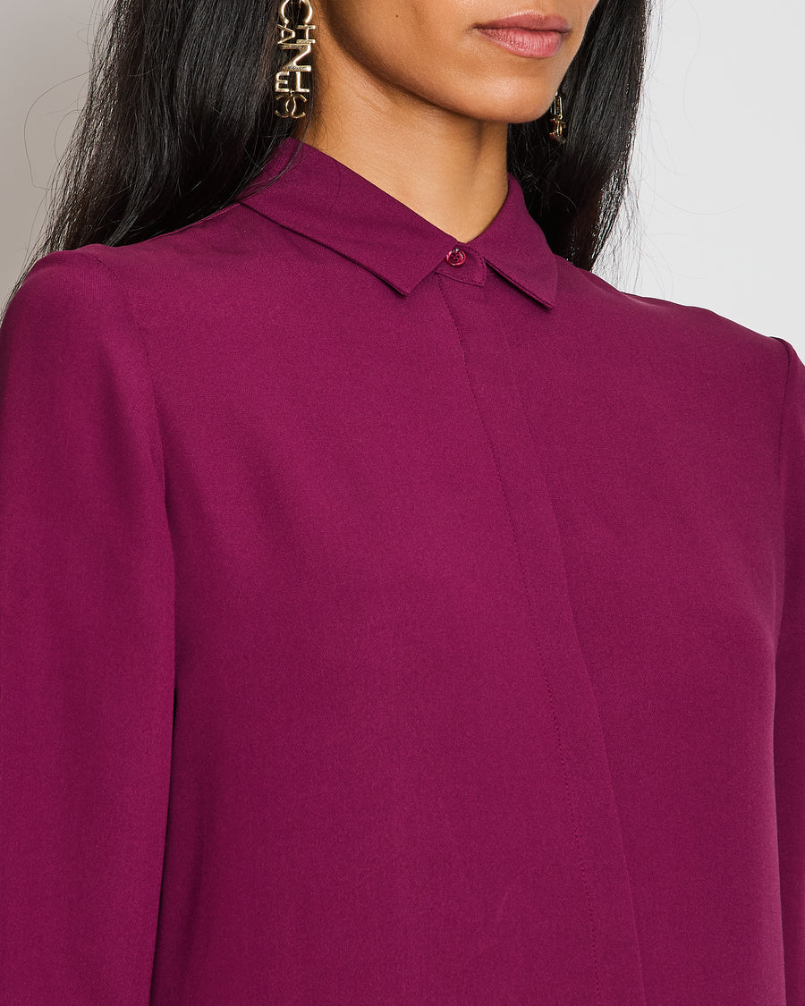 Loro Piana Burgundy Silk Tailored Shirt Size IT 44 ( UK 12)