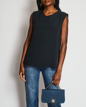Loro Piana Dark Green Sleeveless Silk Shirt IT 46 (UK 14)