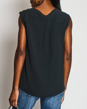 Loro Piana Dark Green Sleeveless Silk Shirt IT 46 (UK 14)