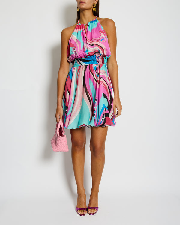 Emilio Pucci Pink Halter Neck Mini Dress with Chain Detail Size IT 38 (UK 6)