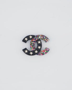 Chanel 17/C Black Resin Glitter Star Brooch