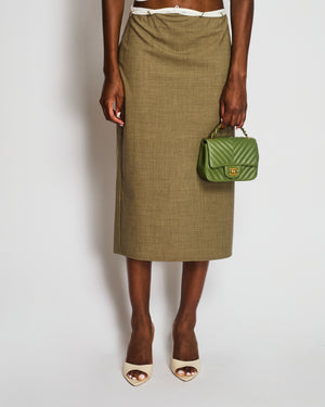 Christopher Esber Khaki and White Bandeau Cut-Out Dress Size UK 12