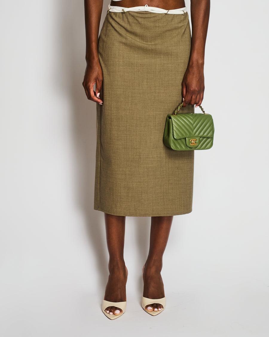 Christopher Esber Khaki and White Bandeau Cut-Out Dress Size UK 12