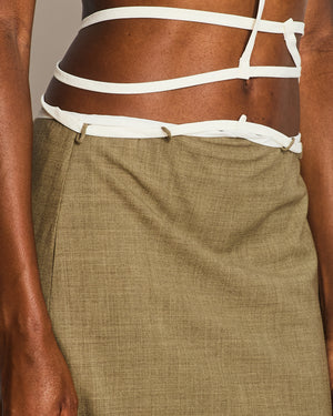 Christopher Esber Khaki and White Bandeau Cut-Out Dress Size UK 12