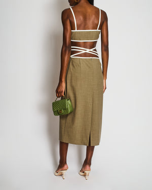 Christopher Esber Khaki and White Bandeau Cut-Out Dress Size UK 12