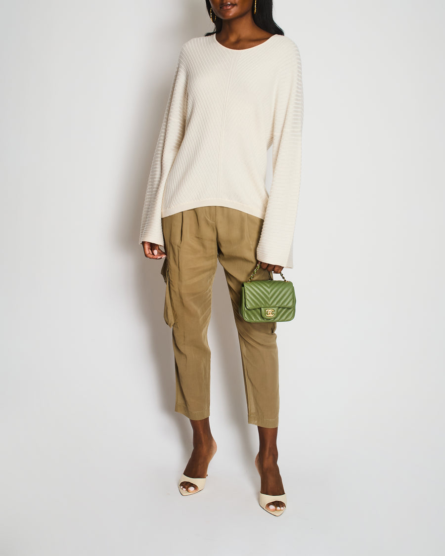 Loro Piana Cream Knit Cashmere Low Neckline Jumper Size IT 48 (UK 16)