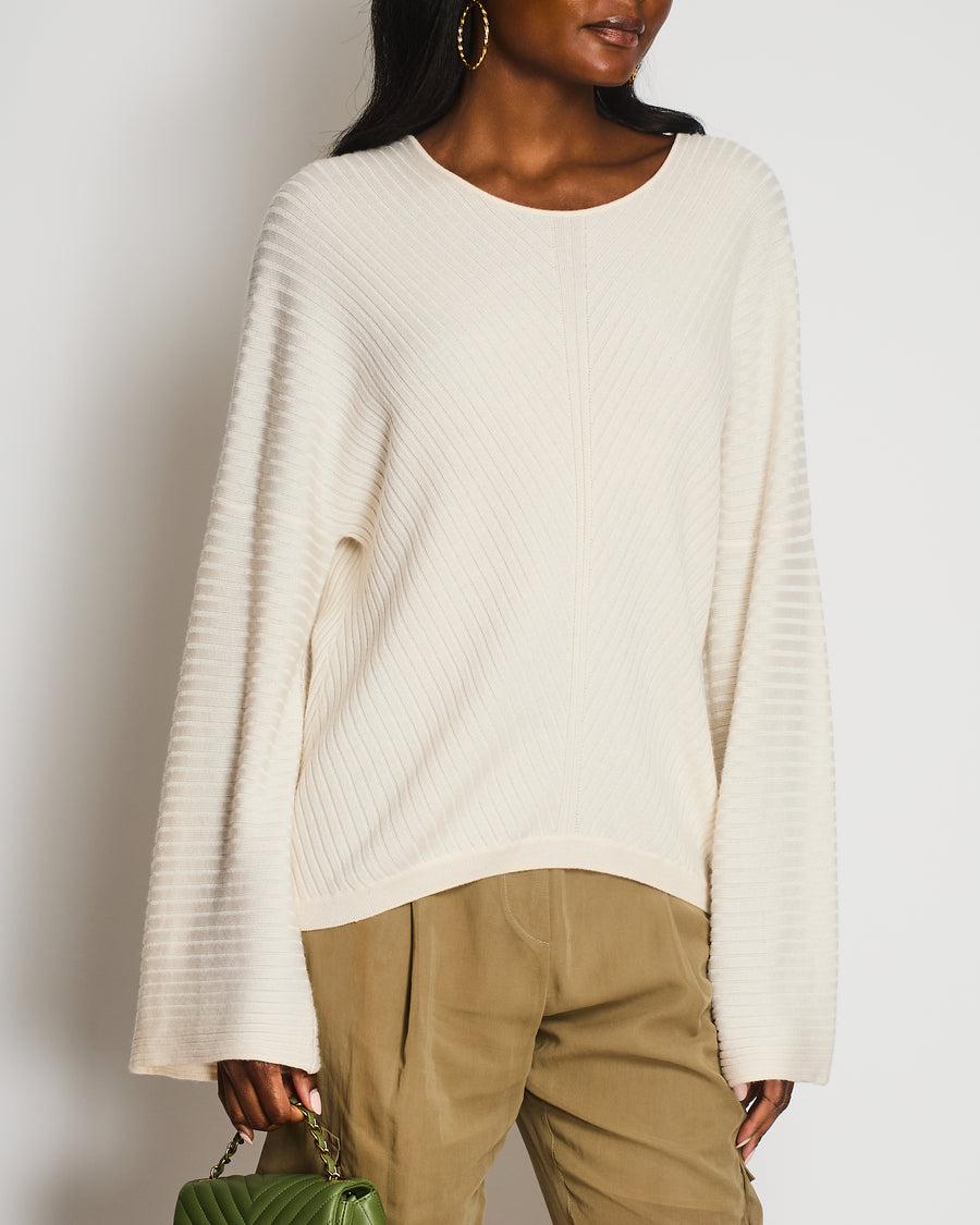 Loro Piana Cream Knit Cashmere Low Neckline Jumper Size IT 48 (UK 16)
