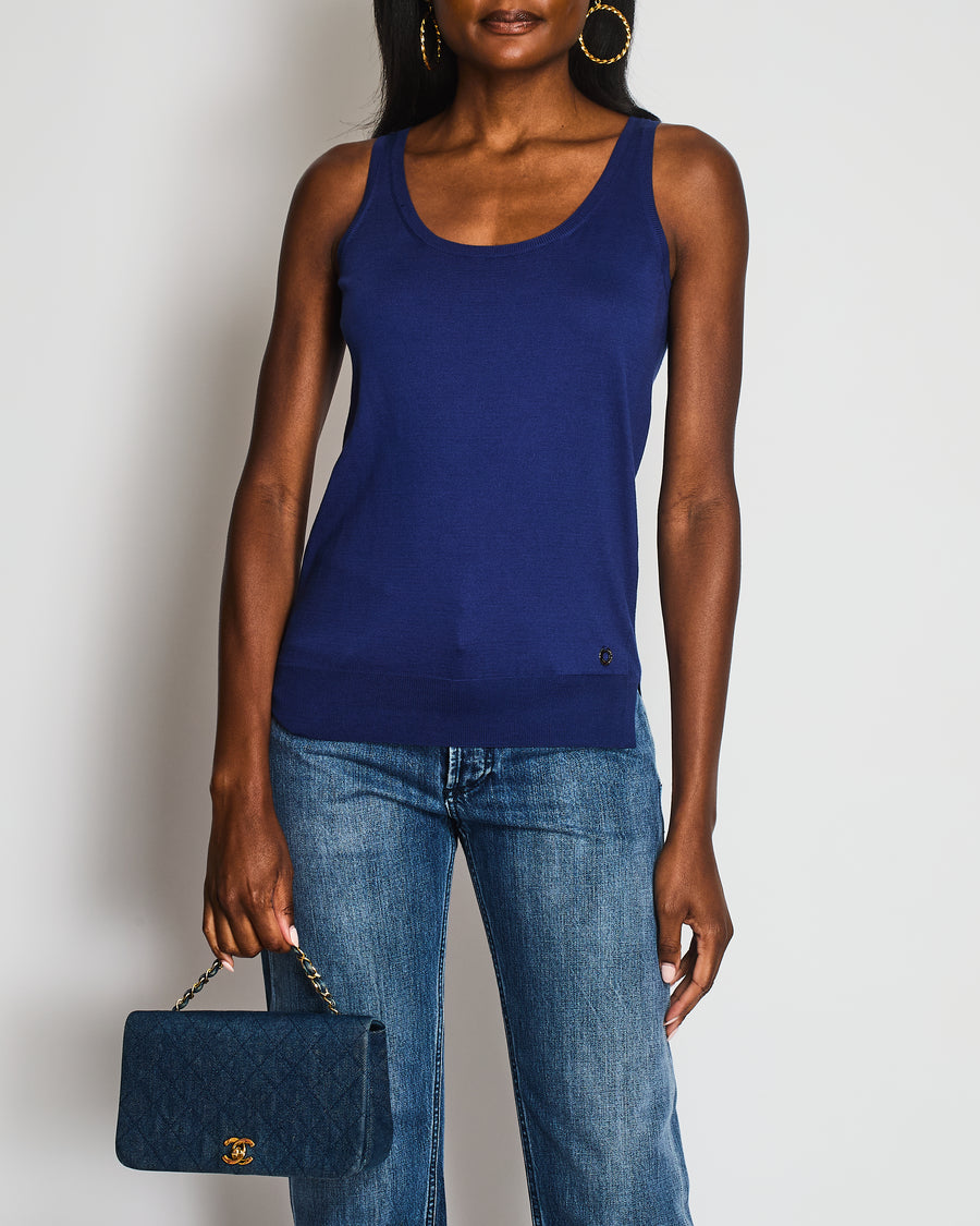 Loro Piana Blue Silk Blend Tank Top Size IT 40 (UK 8)