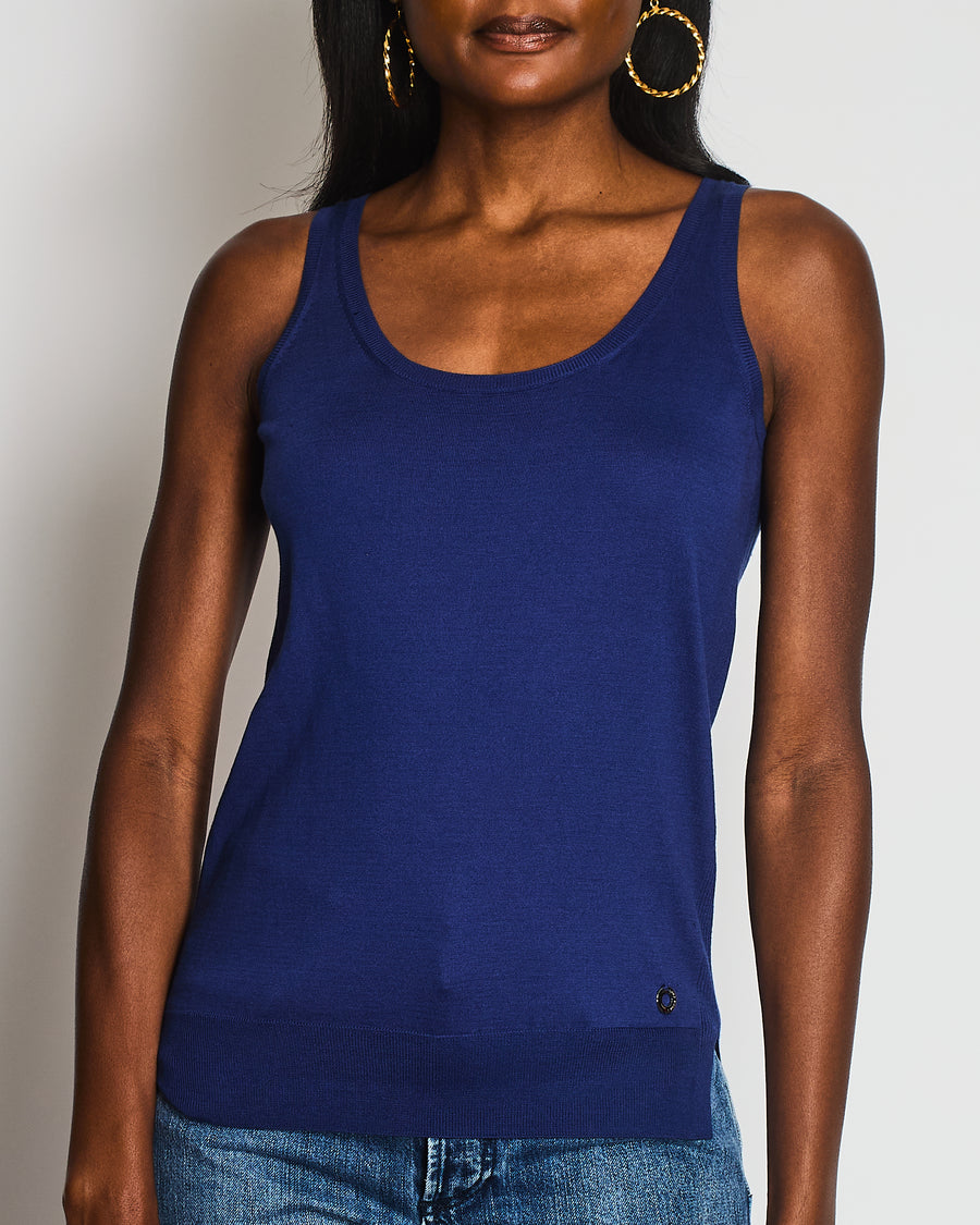 Loro Piana Blue Silk Blend Tank Top Size IT 40 (UK 8)