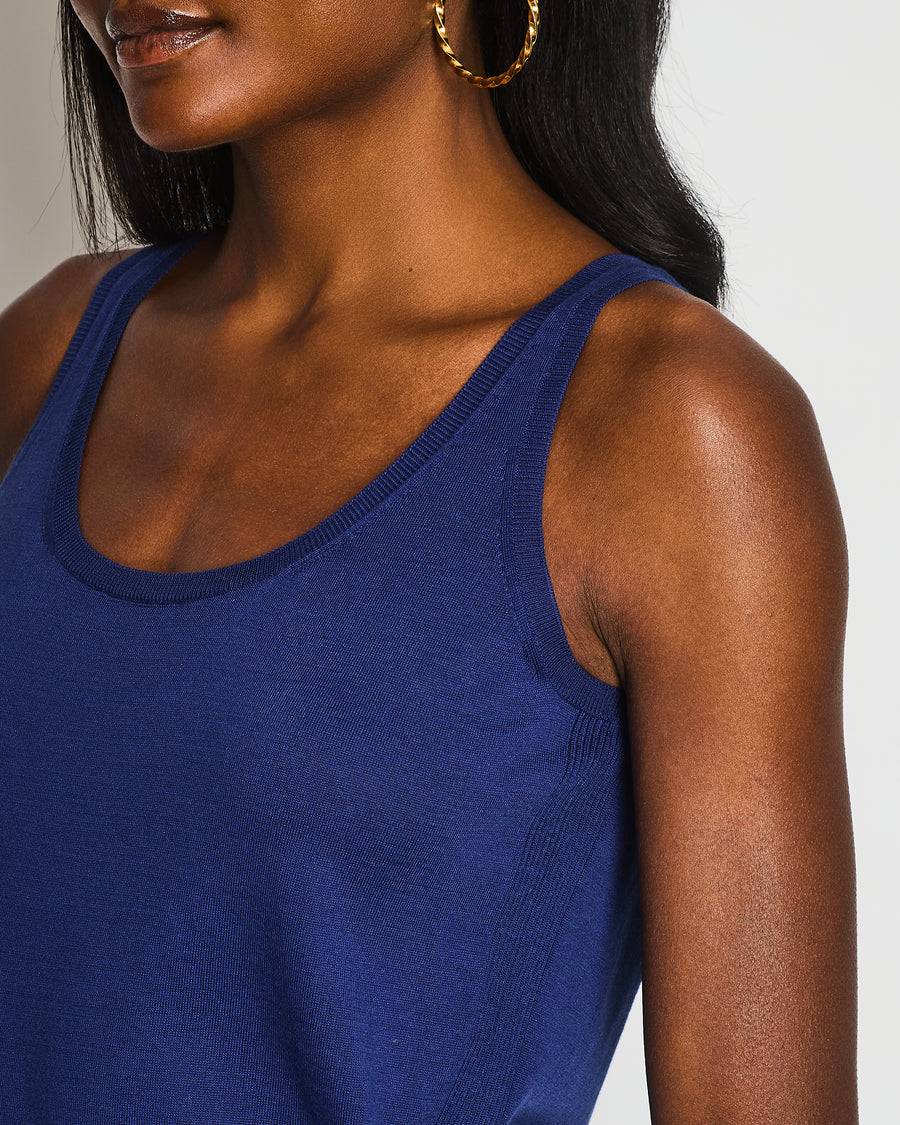 Loro Piana Blue Silk Blend Tank Top Size IT 40 (UK 8)