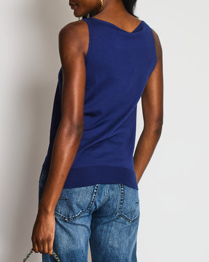 Loro Piana Blue Silk Blend Tank Top Size IT 40 (UK 8)