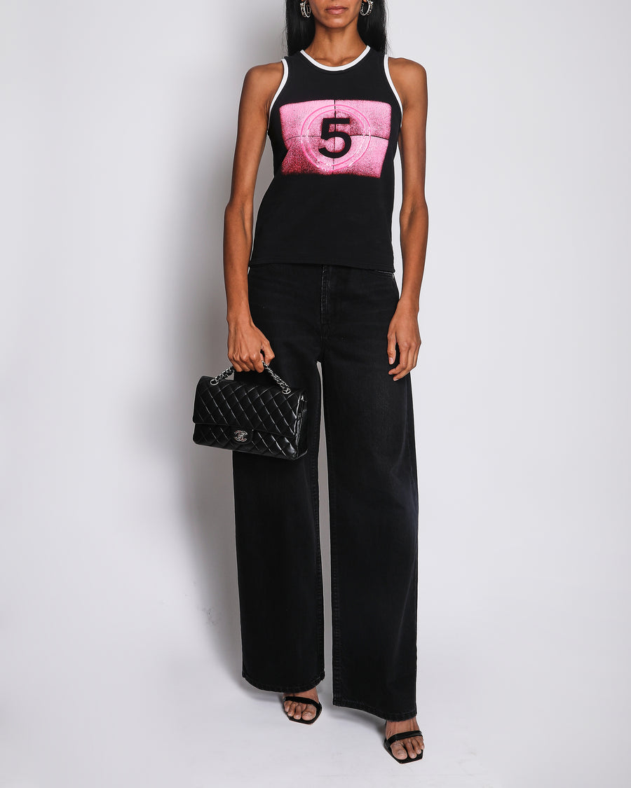 Chanel 21S Black and Pink No5 Tank Top Size FR 34 (UK 6)