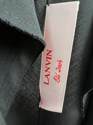 Lanvin Black Wool Blazer & Skirt Set with Distressed Hem Details Size Size FR 44 (UK 16)