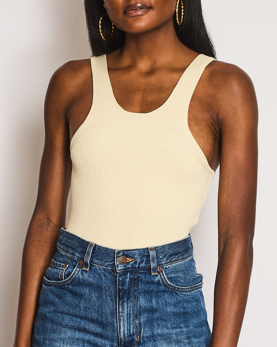 Toteme Cream Knit Curved Tank Top Size S (UK 8)
