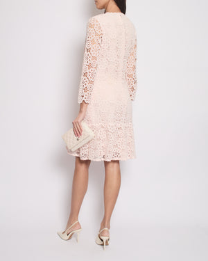 Christian Dior Baby Pink Floral Crochet Mini Dress Size FR 42 (UK 14)